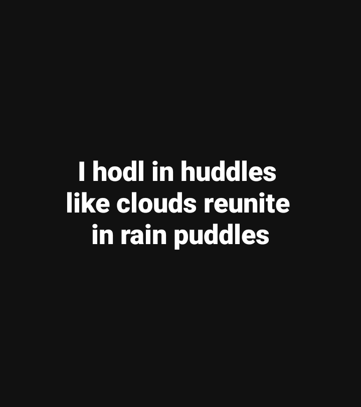 Producer_Agent's tweet photo. I #hodl in #huddles
like #clouds reunite
in rain puddles
https://t.co/OFPA05OCNN
-- #dhalioldguy
#FieldofStreams
"if you #build it, they will #blog" https://t.co/wZ5V8HWBLv