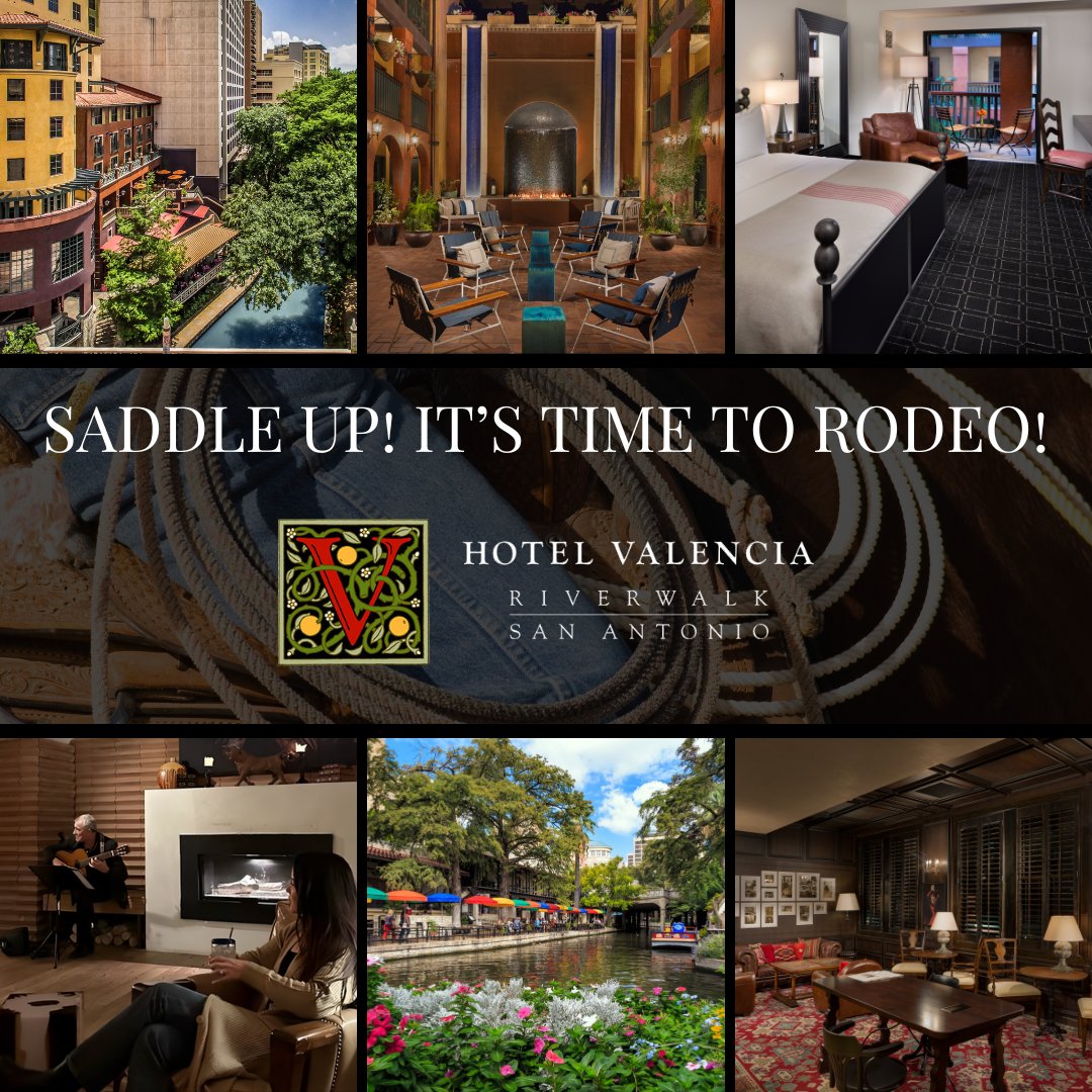 🤠🐎Let’s Rodeo San Antonio!🐎 🤠 Heading into town for the stock show and rodeo, plan to stay at Hotel Valencia Riverwalk! We are just a 5-mile drive away from all the action! Yee-Haw! Hotel Offers 🛏️: bit.ly/33TNYAT
