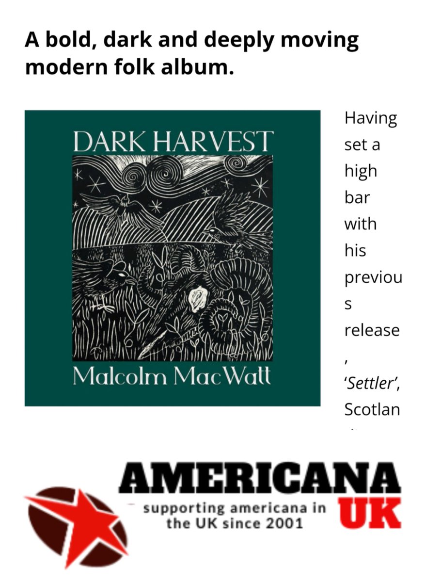 Huge thanks @PaulKBlabber for this #review of 'Dark Harvest' @americanaUK 🙏 👇🏽 americana-uk.com/malcolm-macwat… #americana #folkmusic #singersongwriter #musicreview #music #rootsmusic #americanamusic #original #NewAlbum #folksinger #songwriter #folk #newmusic #new #scottishartist