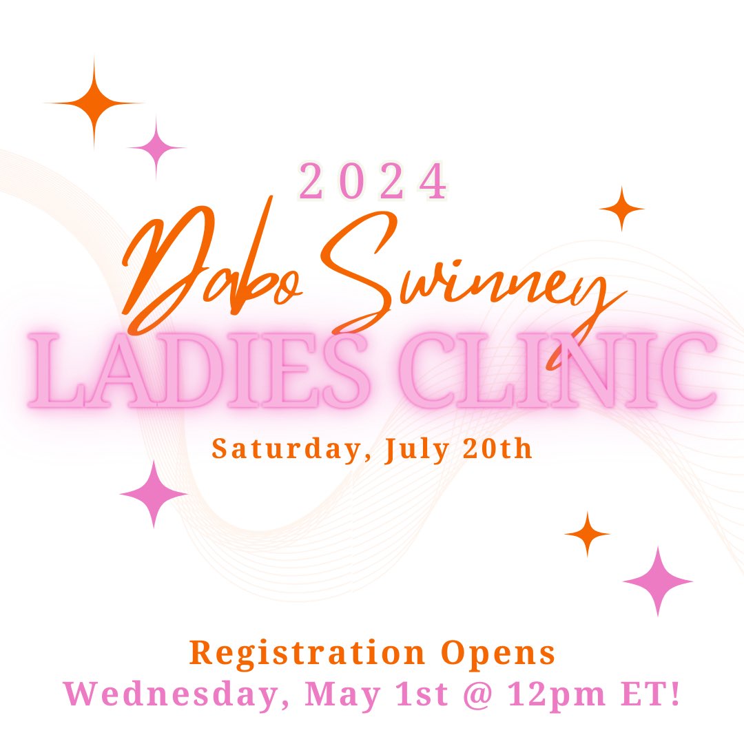 LADIES, MARK YOU CALENDARS!! 🎉🩷🧡 Registration for the 2024 Dabo Swinney Ladies Clinic opens on Wednesday, May 1st at 12 pm ET!!! To learn more about our Ladies Clinic, visit dabosallinteam.com and click “Ladies Clinic” under the “Events” tab! CU in July! 🤗 #ALLIN