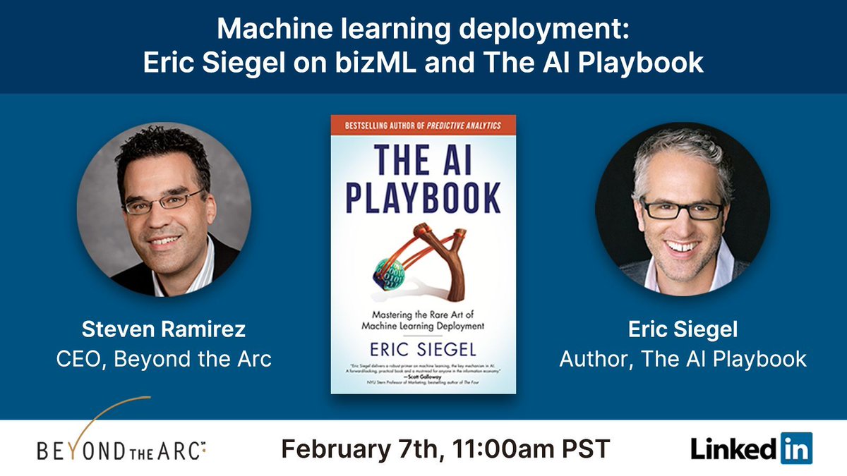 We're starting our live stream w/ @predictanalytic in 15 mins.

Learn about bizML – his 6-step strategy that brings together business & data teams to successfully take #machinelearning models into production.

bit.ly/487rZnz

#artificialintelligence #predictiveanalytics