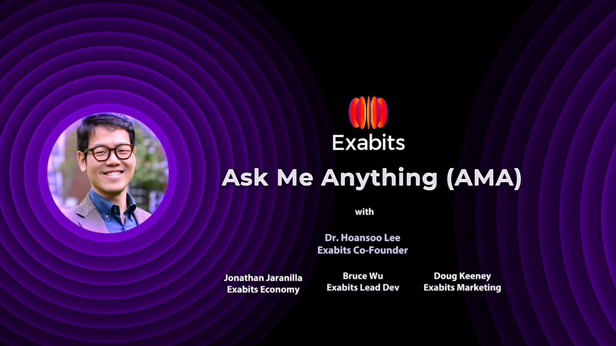 📢Join us for an #AMA session with core Exabits leadership: Dr. Hoansoo Lee <a href="/hoansoo/">Hoansoo</a> (Co-Founder), Jonathan Jaranilla <a href="/JJcosino/">Jonathan</a>  (BD/Economy), Bruce Wu (Lead Dev) &amp; Doug Keeney <a href="/dougkeeneypdx/">Doug Keeney</a> (Marketing)

We'll discuss #AI, the computing space, our research, web3, and all things