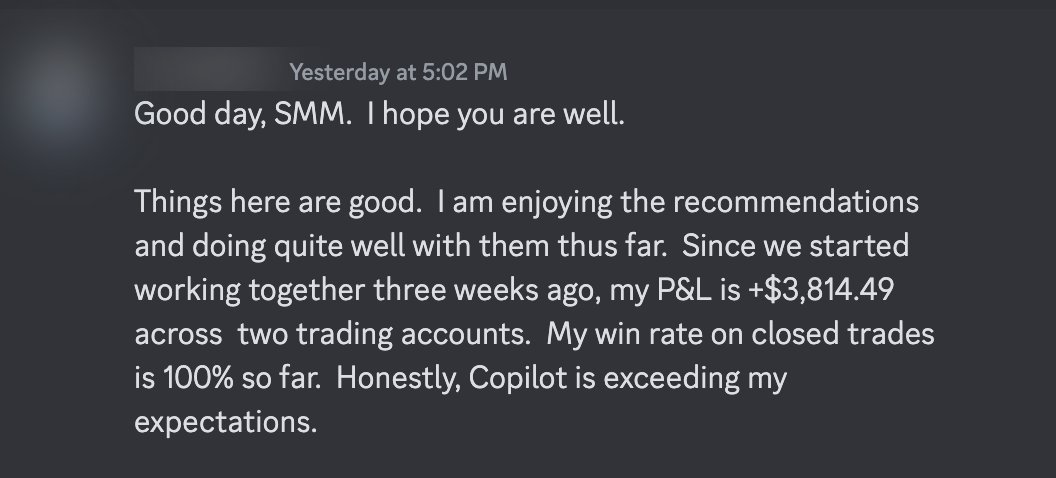 Users' feedback: • 3 weeks • $3,814.49 • 100% win rate 'Copilot is exceeding my expectations.'
