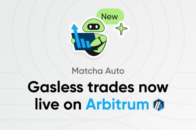 matchaxyz's tweet image. Announcing Matcha Auto x @arbitrum (💙,🧡)

Matcha Auto's gasless swaps let you swap tokens held on Arbitrum without needing ETH for gas.

Plus, enjoy MEV protection, RFQ liquidity, lower reverts and faster trade confirmations ⚡️.

Start swapping 👇

matcha.xyz/tokens/arbitru…