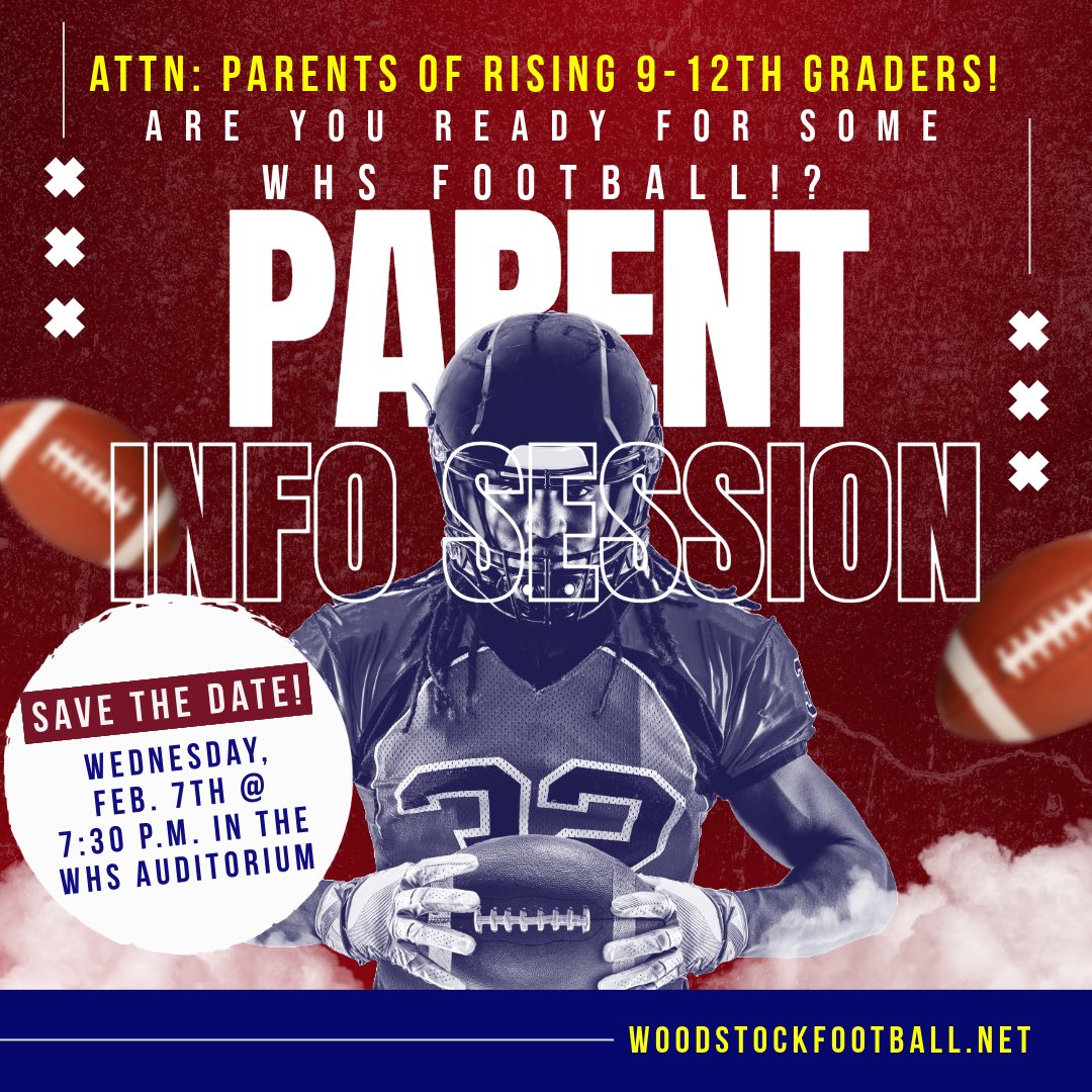 WWTouchdownClub's tweet photo. WHS Football Parent Meeting Tonight 2/7!!! https://t.co/pBry6upAqu