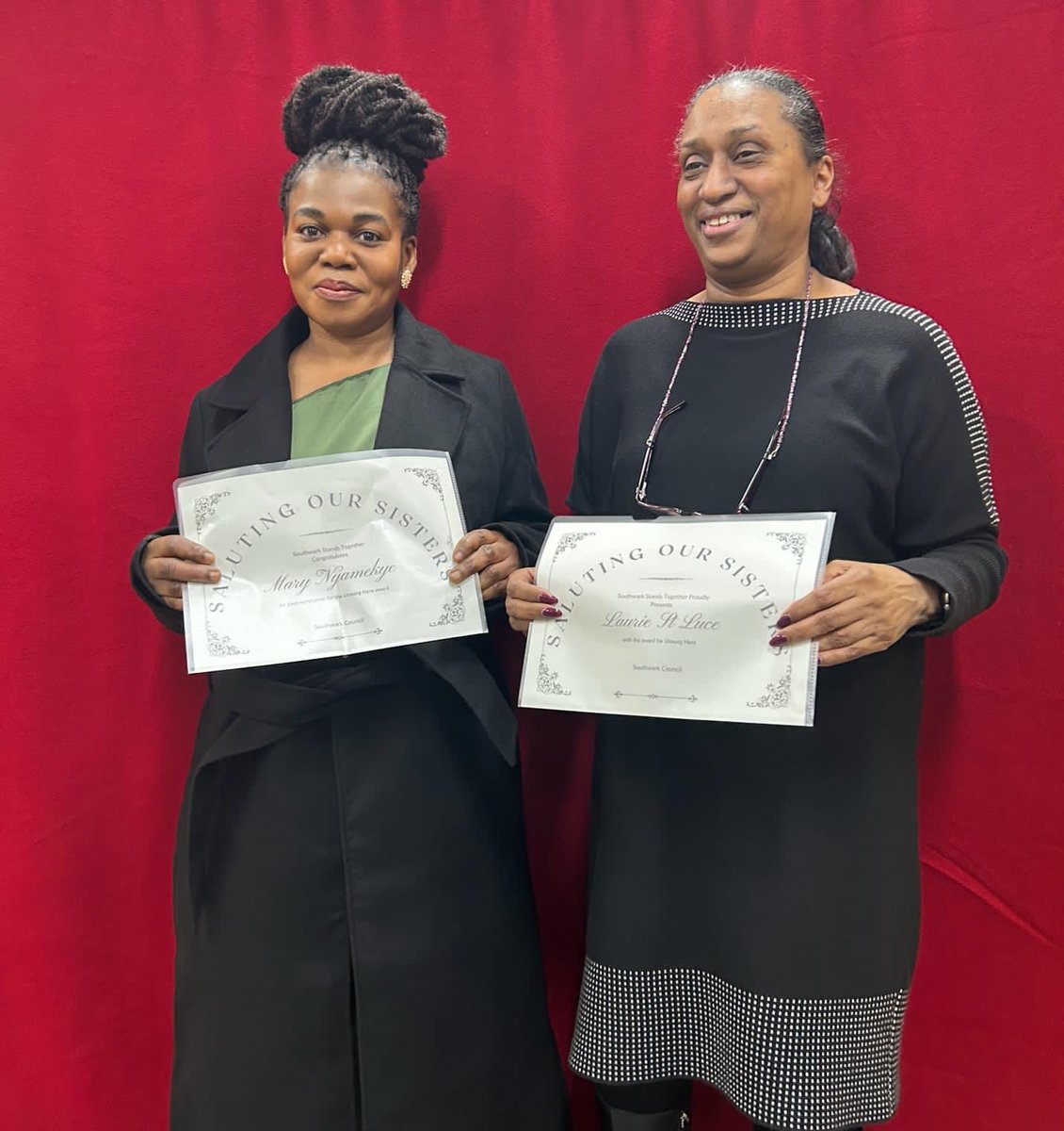 Congratulations to Laurie who was nominated as an ‘unsung hero’ in the @lb_southwark #salutingoursisters awards. We were delighted that she won!Laurie has supported so many families & we are grateful to her. 
Congratulations to Mary from @tbprimary who was also nominated.