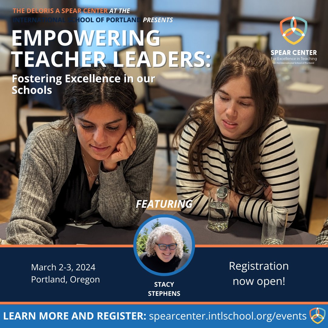spearcenterpdx's tweet image. Do you want to develop your leadership skills and take on more of a leadership role at your school?
Join Empowering Teacher Leaders: Fostering Excellence in Our Schools on March 2-3, 2024!
spearcenter.intlschool.org/teacherleaders/
#leadershipdevelopment #teacherleadership #professionaldevelopment