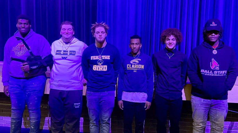 Congratulations to our six seniors who signed to play football at the collegiate level today! #FalconPride Desean Johnson (Lock Haven) Trevor Dragon (Westminster) Donovan Bell-Sullivan (Clarion) Dan Evans (Clarion) DeShawn Vaughn (Ohio Dominican) Xavier Dahn (Ball State)