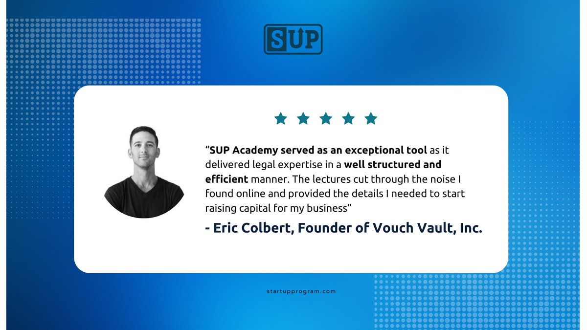 StartupProgram_'s tweet photo. Vouch Vault, Inc. #Founder, Eric Colbert, on why he found #SUPAcademy particularly useful for his #startup. Request an online demo of the #SUPPlatform at https://t.co/QHRmoZXmif, or by calling (424) 299-8900/emailing info@startupprogram.com.
#StartUpProgram #VentureCapital https://t.co/0oqkXdtLsa