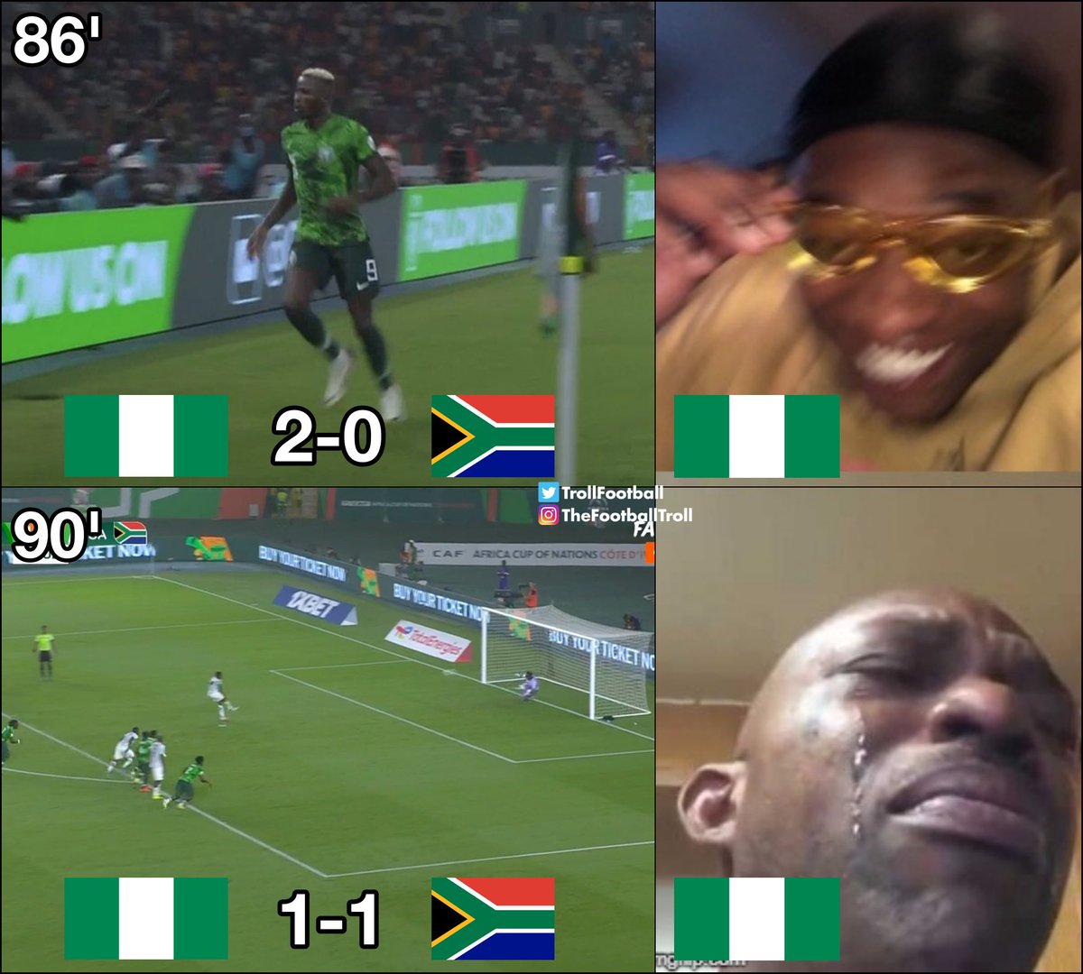TrollFootball's tweet image. Nigeria fans right now