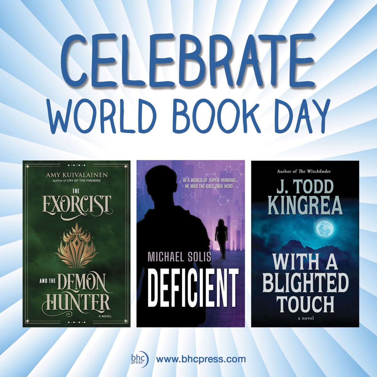 Today is #WORLDBOOKDAY! Celebrate with one of our recent fan favorites: buff.ly/3SuryOg #THEEXORCISTANDTHEDEMONHUNTER by #AmyKuivalainen #DEFICIENT by @iamMichaelSolis #WITHABLIGHTEDTOUCH by @JToddKingrea #BHCPress #books #SFF #HorrorBooks #DarkFantasy