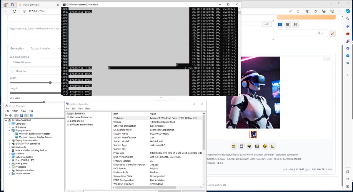 William Mason (feat Bear) (@wbmason) on Twitter photo Things that are only possible with Juice:
<a href="/StabilityAI/">Stability AI</a> SDXL running LOCALLY on a CPU-only VM on AWS.
The instance being served a GPU directly from another network adjacent machine.
The future of AI is local, <a href="/juicegpu/">Juice Labs</a> makes local anywhere possible.
#hybridai Things that are only possible with Juice:
<a href="/StabilityAI/">Stability AI</a> SDXL running LOCALLY on a CPU-only VM on AWS.
The instance being served a GPU directly from another network adjacent machine.
The future of AI is local, <a href="/juicegpu/">Juice Labs</a> makes local anywhere possible.
#hybridai