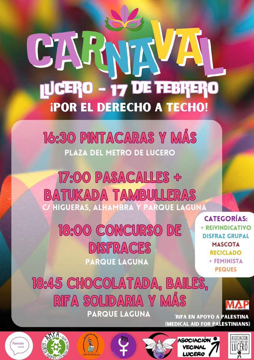 CARNAVAL 2024

Celebraremos la diversidad de nuestro hogar

Hogares cada vez menos accesibles en detrimento de la vida en el barrio

Hogares que pierden a diario miles de palestinos por el genocidio israelí

Desde el río hasta el mar, por el derecho a un hogar
