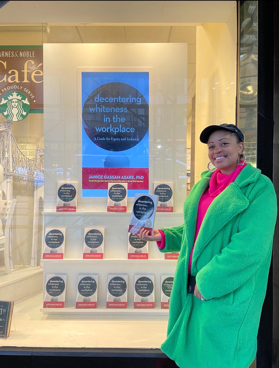 My new book is now on display inside the busiest Barnes &amp; Noble in the country. If you’re in NYC or will be within the next 2 weeks, come stop by and grab your copy of Decentering ⚪️ness in the Workplace! 🖤