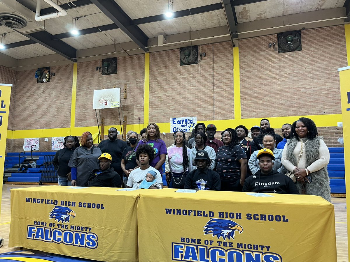 All four of Wingfield’s football seniors signed today to play on the next level!

If the consolidation is not overturned, a strong way to go out for the Falcons football program
<a href="/Coach_Drew1/">Andrew Watson</a>