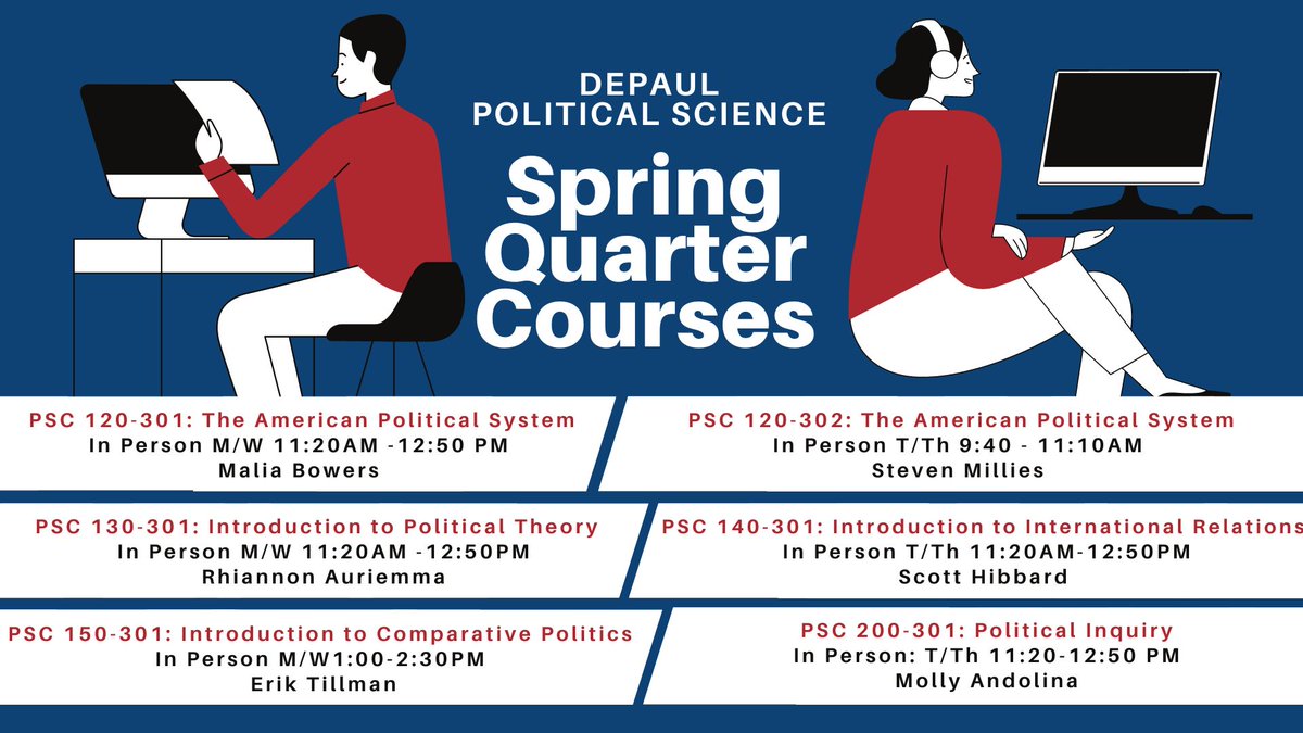 PSCDePaul's tweet photo. Looking for Spring Quarter classes? Registration begins today so check out the full list of PSC offerings available for the upcoming quarter! https://t.co/vI5xfHKdLH