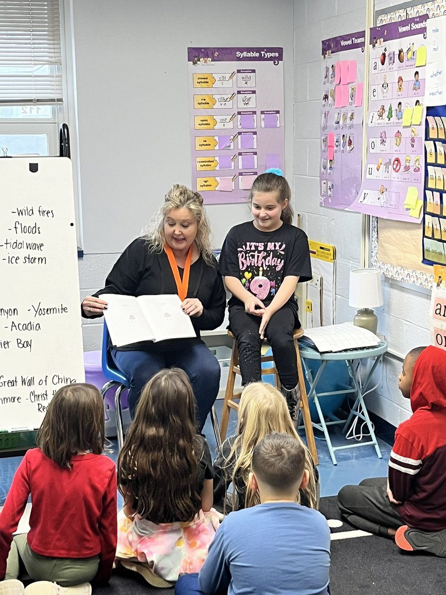 s_glinski's tweet photo. A special mystery reader for a very special little girl’s birthday. Thank you to Sophie’s mom for coming in and reading us a hilarious birthday book! @Millstone_Dist #proud2bmillstone https://t.co/XusQYRPXQs