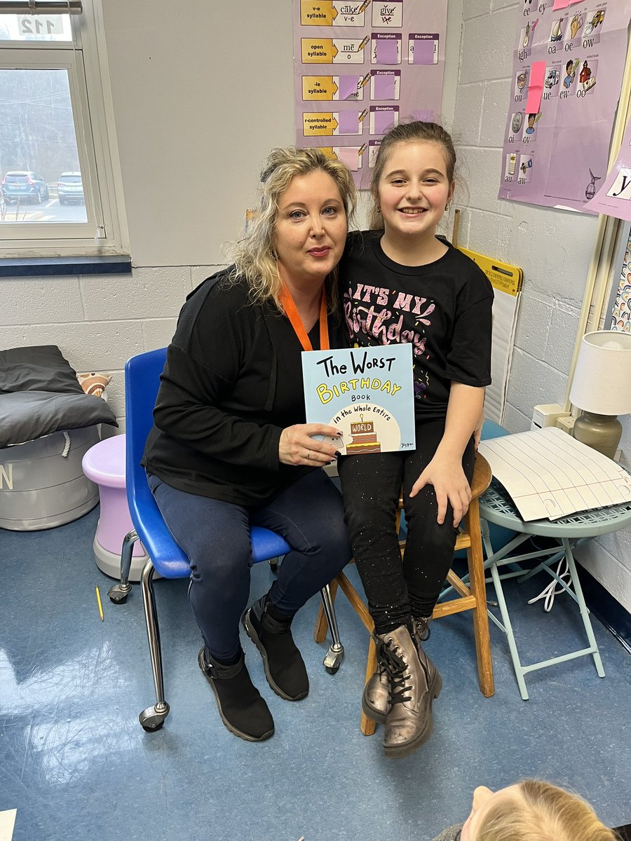 s_glinski's tweet photo. A special mystery reader for a very special little girl’s birthday. Thank you to Sophie’s mom for coming in and reading us a hilarious birthday book! @Millstone_Dist #proud2bmillstone https://t.co/XusQYRPXQs
