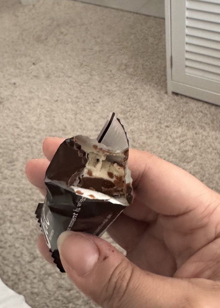 number1priority's tweet photo. @DoveChocolate what is happening with quality? In our box of ice cream, mini bars, 1 package was sealed with no item inside. 2nd had an ice cream bar that was broken in half and placed in in reverse so that ice cream and chocolate was all over inside of the wrapper. Heres the 3rd https://t.co/giMnfRzkgj