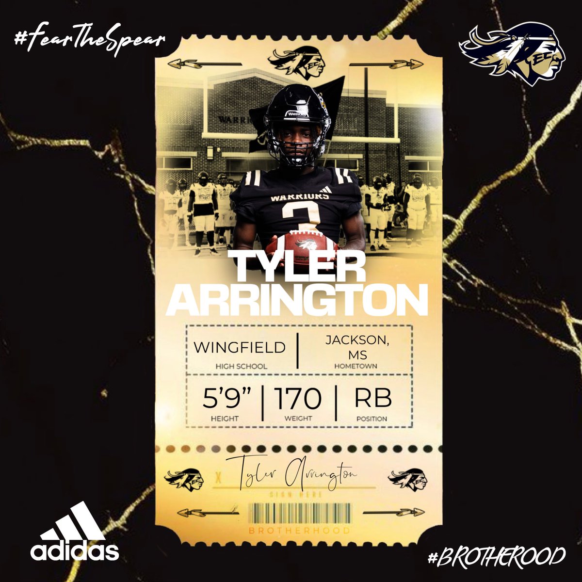 SPEEDY RB from Wingfield!! @tylerarrin61083 has punched his ticket to join the Brotherhood!! #BROTHERHOOD X #FearTheSpear