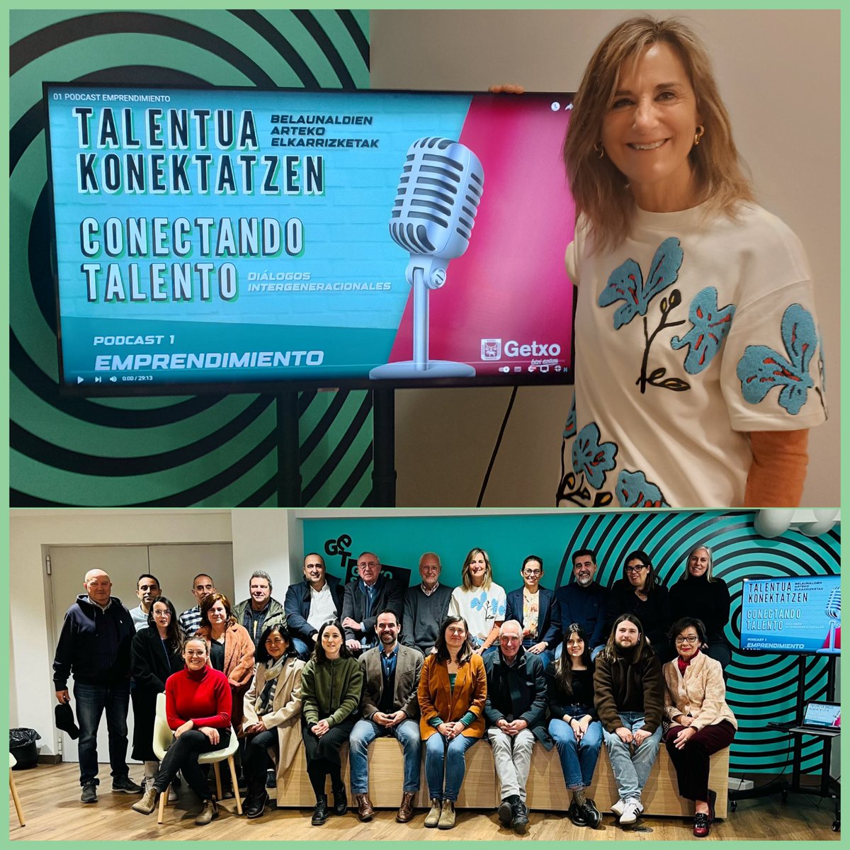 begoberistain's tweet photo. Qué alegría presentar el nuevo trabajo de #begoberistainpodcasting
#ConectandoTalento, podcast intergeneracional en el q séniors y juniors charlan sobre su experiencia vital y laboral en distintos sectores
Ha sido posible gracias a @GetxoUdala y @getxolan
https://t.co/8pgcdHuyVL https://t.co/oBaRDtaOHQ