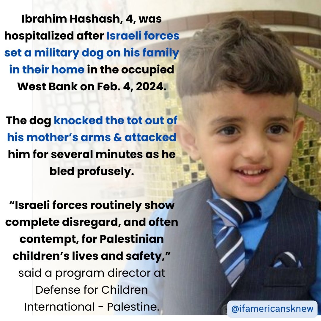 The U.S. sends at least $10 million per day to Israel, as well as weapons and technology. U.S. citizens MUST be informed and decide: Is this how you want to spend your tax money? Sources: 4-year-old attacked: dci-palestine.org/israeli_forces… U.S. funding to Israel:…