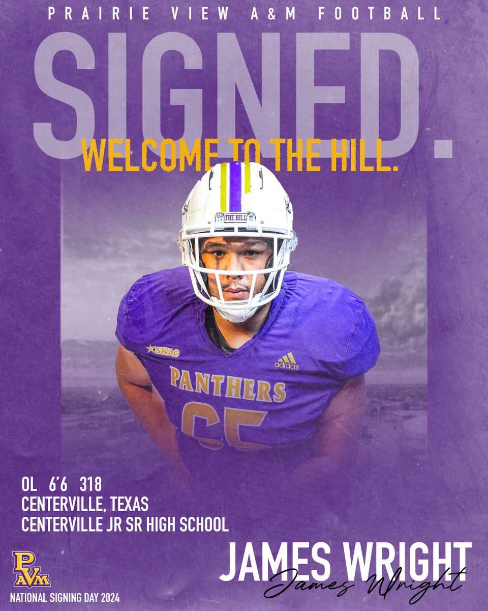 New Panther on The Hill😈, Signed ✍🏽! Welcome Home <a href="/Big_James042806/">James Wright</a> !

#SigningDay2024 | #PVAMUFootball