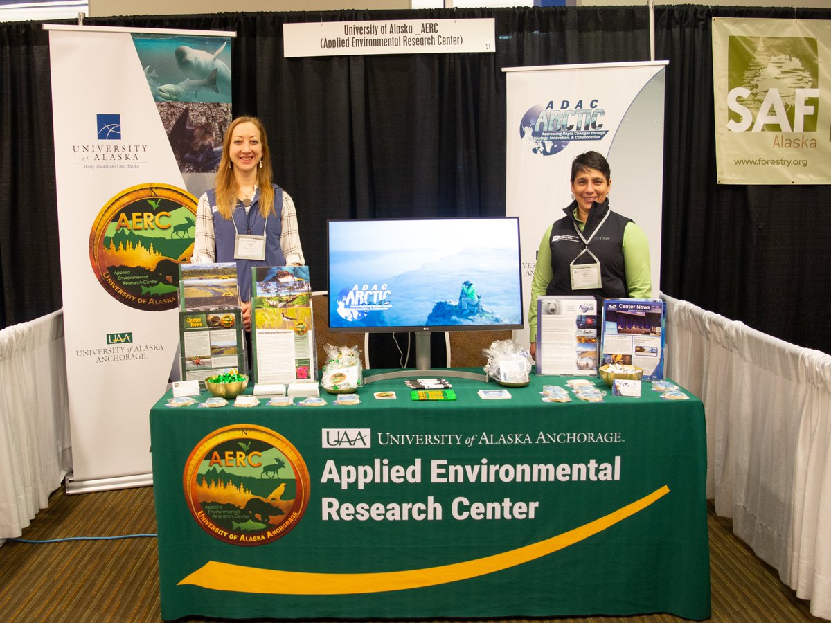 Come see our booth on the 2nd floor at the Alaska Forum on the Environment this week. We’d love to connect & share what AERC & ADAC are up to–from salmon studies on JBER to a newly funded community-based drone program in the Bering Strait region to our many student opportunities.