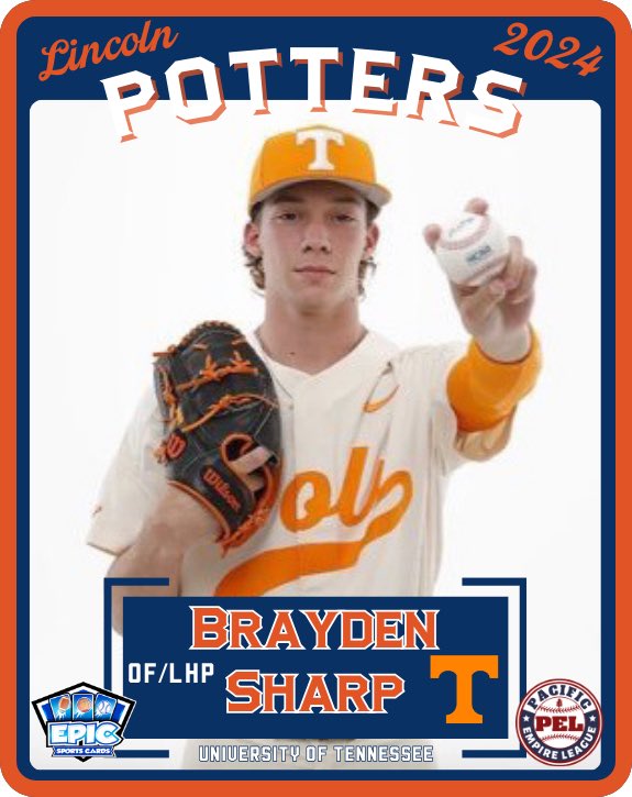 Lincoln Pottersπ¦ (@lincolnpotters) on Twitter photo We are back with another <a href="/EpicCardShop/">Epic Sports Cards</a> 2024 Player Signing Announcement!
Please welcome from <a href="/Vol_Baseball/">Tennessee Baseball</a> :
Brayden Sharp OF/LHP
Fan Fest: May 23
Opening Day: May 24
#PotterUp #JoinInTheFun #GetEpic <a href="/PacEmpireLeague/">Pacific Empire League</a> We are back with another <a href="/EpicCardShop/">Epic Sports Cards</a> 2024 Player Signing Announcement!
Please welcome from <a href="/Vol_Baseball/">Tennessee Baseball</a> :
Brayden Sharp OF/LHP
Fan Fest: May 23
Opening Day: May 24
#PotterUp #JoinInTheFun #GetEpic <a href="/PacEmpireLeague/">Pacific Empire League</a>