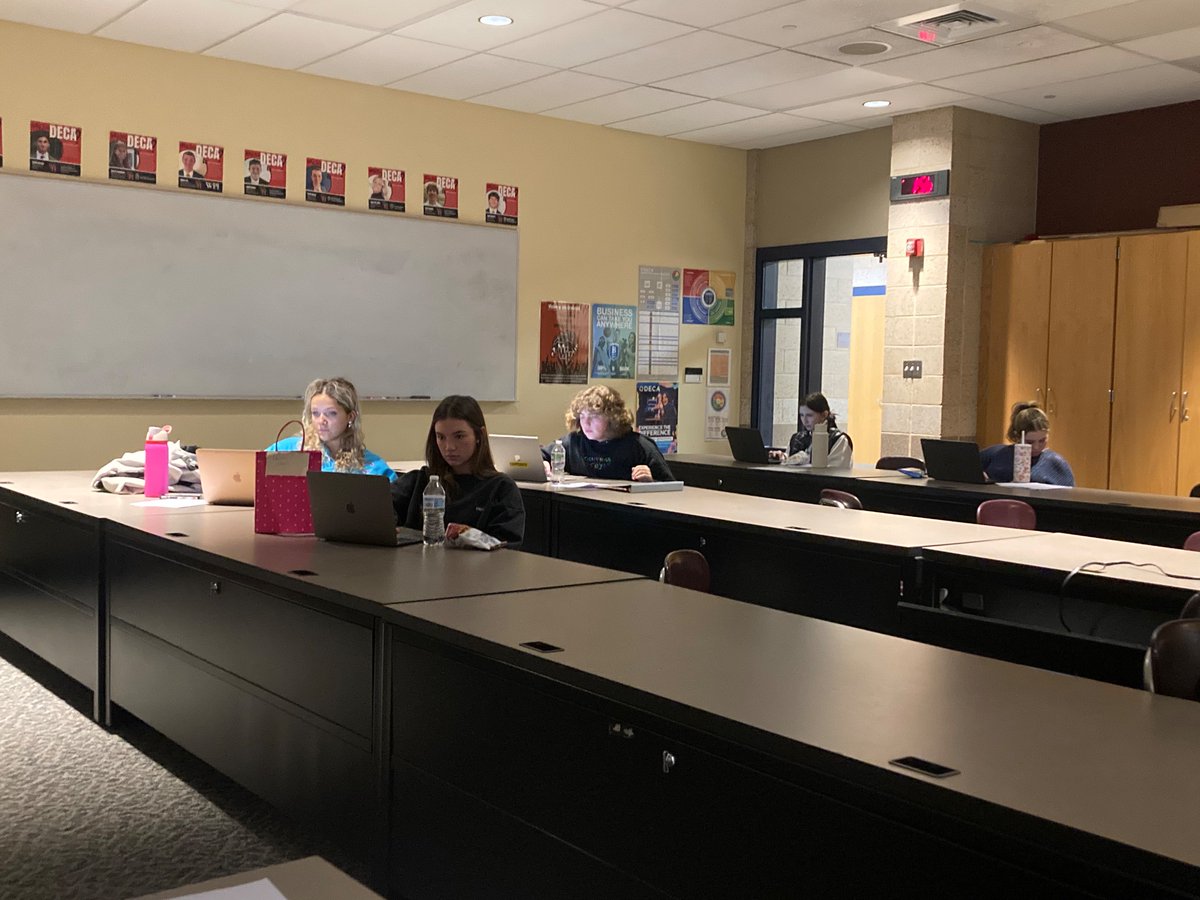 What are you doing after school today? These DECA stars are taking an exam as part of their entry into the State competition. Go Panthers! #dedication #businesseducation #whpantherpride