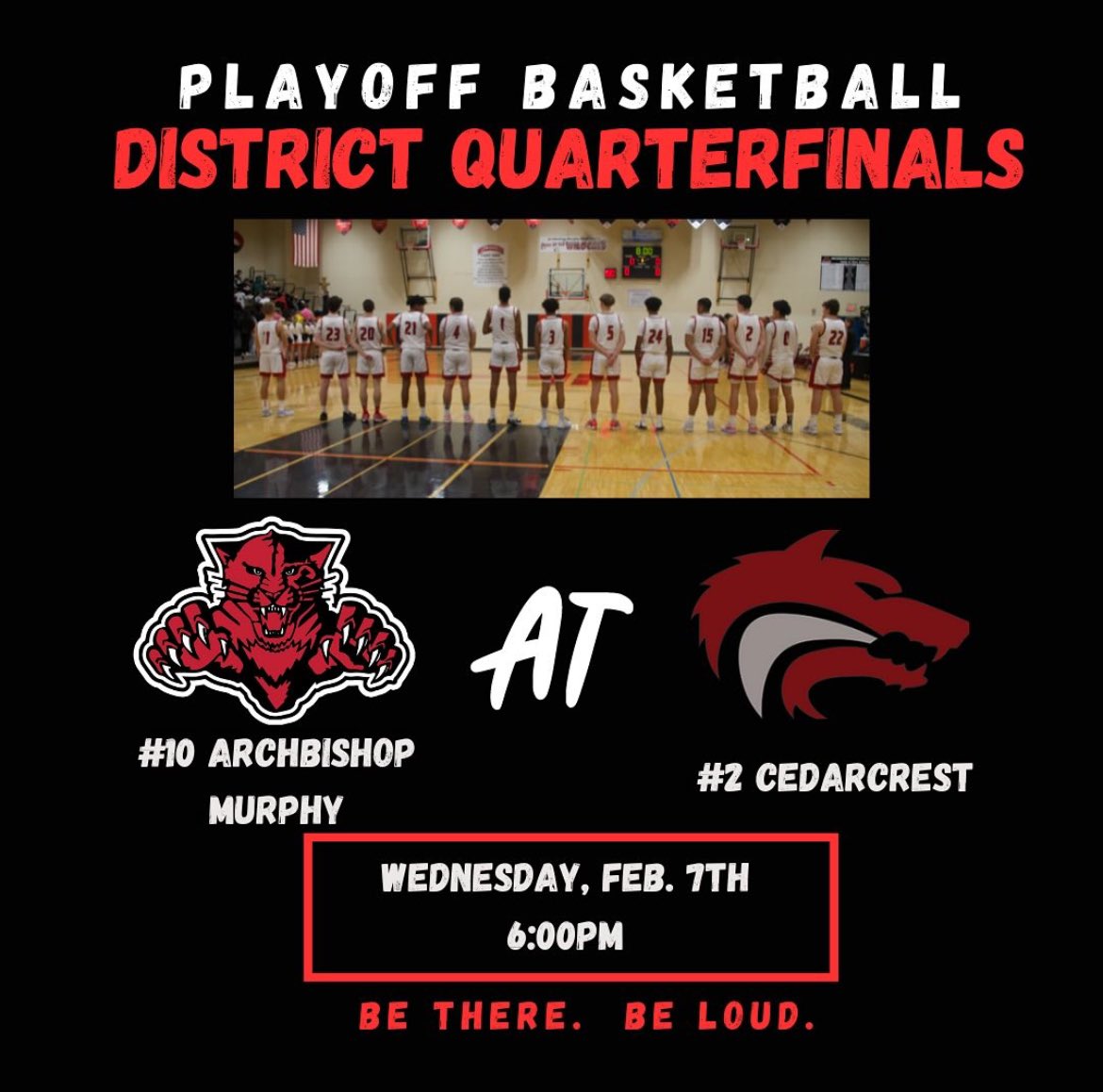District Quarterfinals tonight @ Cedarcrest!

We can’t wait to get over there and tip it at 6:00pm.

GO CATS!