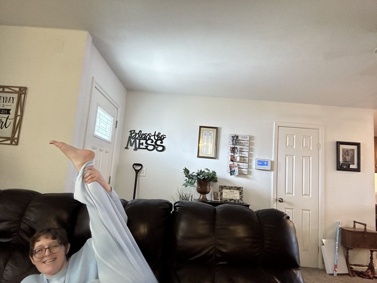 Sitting like a bonafide flexible woman!