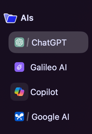 My current AI helpers: GPT, Google AI and Copilot: I switch often based on time and quality of response + request limits. Also I usually check the response of one agent with another (ie: asking the Google AI about the quality of GPT response and how to improve it). Galileo…