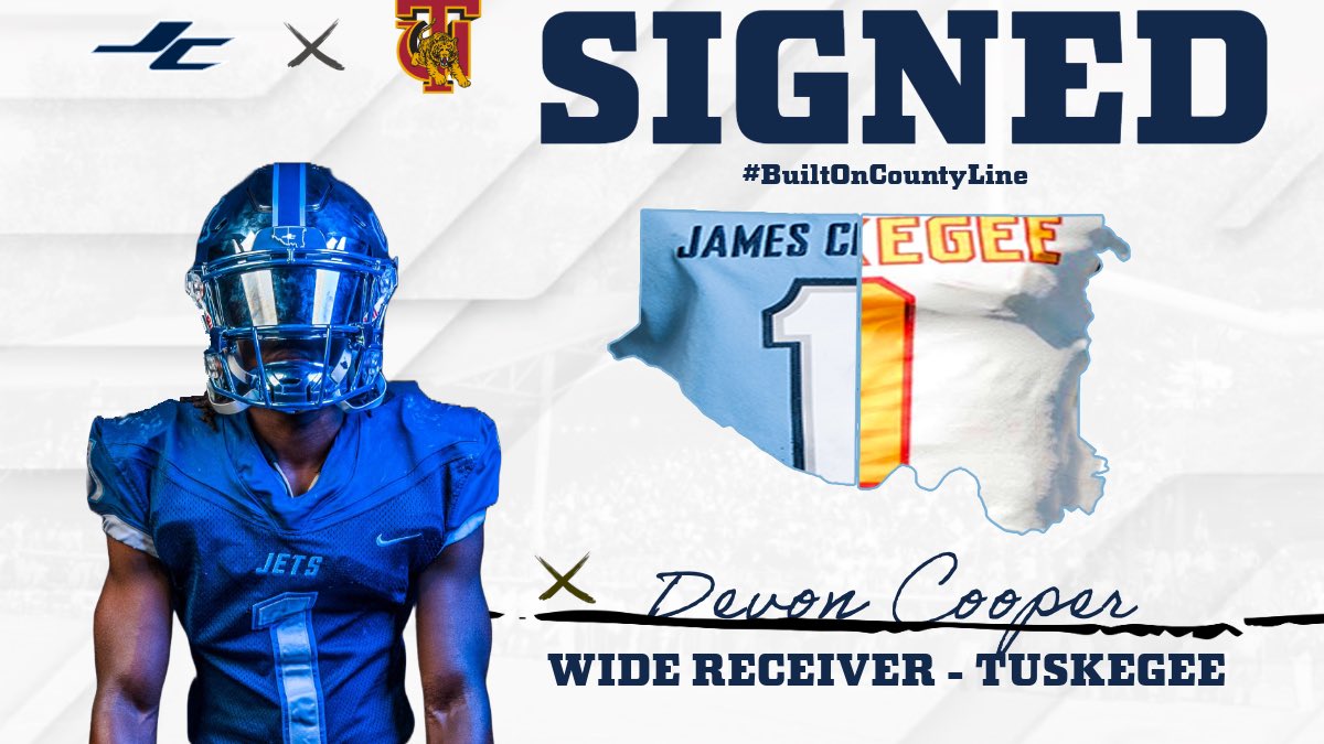 James Clemens Jets Fb (@jcjetsfootball) on Twitter photo Congratulations to Devon Cooper for signing with Tuskegee today! #BuiltOnCountyLine #NextLevelJets <a href="/devonkoop/">Devon Cooper</a> <a href="/SkegeeFootball/">Tuskegee Football</a> Congratulations to Devon Cooper for signing with Tuskegee today! #BuiltOnCountyLine #NextLevelJets <a href="/devonkoop/">Devon Cooper</a> <a href="/SkegeeFootball/">Tuskegee Football</a>