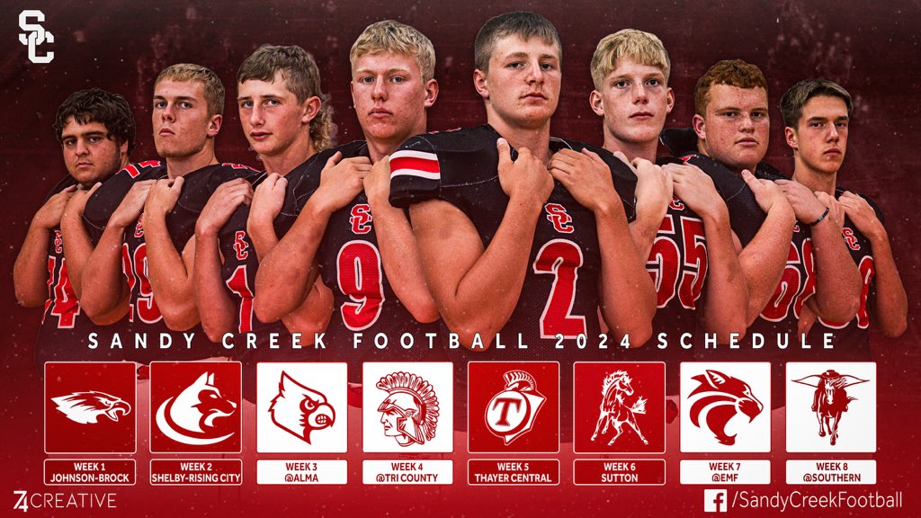 The <a href="/nsaahome/">NSAA</a> released the football schedules for next year. We were very fortunate to be able to highlight the <a href="/SCougars/">Sandy Creek</a> seniors with this schedule poster. We’re looking forward to next year! #designcreateinspire #WeAreSC