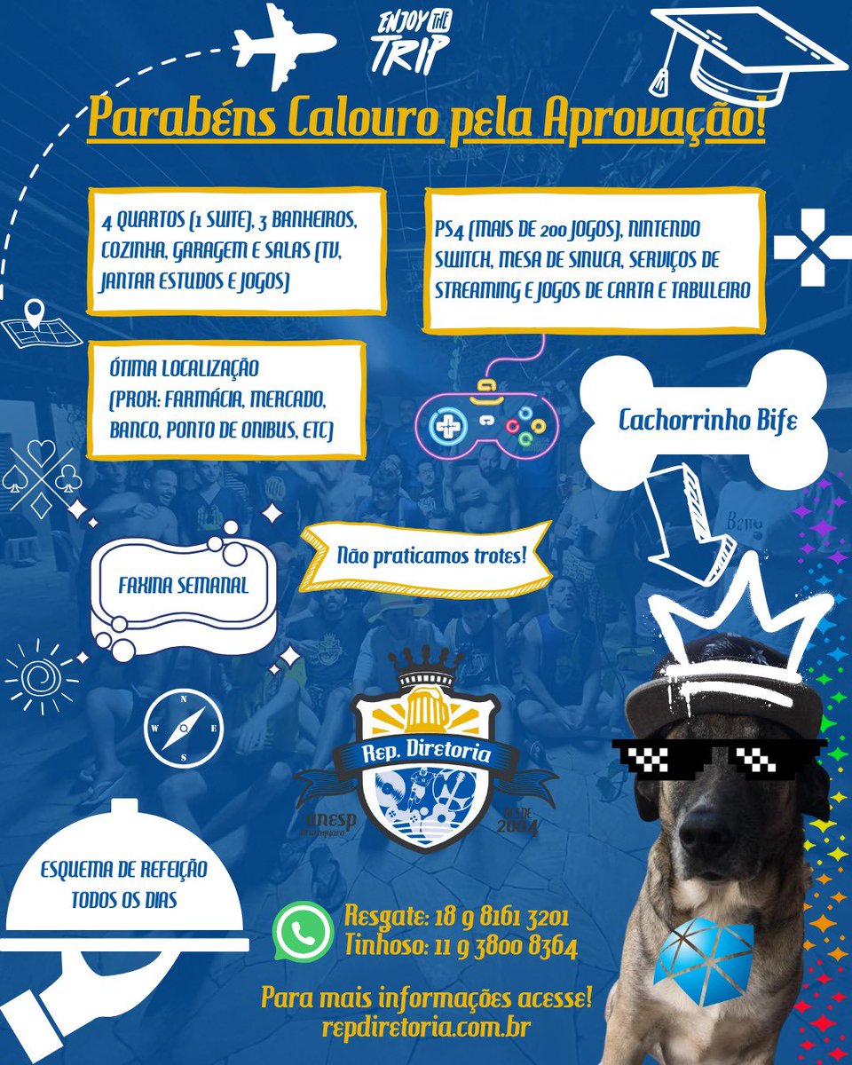 repdiretoria's tweet photo. @caiogrosa Parabéns pela aprovação na maior! Seja bem vindo a UNESP Araraquara!

Venham fazer parte da família Diretoria!💛💙

Te convidamos conhecer nosso lar, sentir a vibe da nossa casa e fazer parte dessa família linda que cresce a cada ano!🥰 https://t.co/KqRAm58bpq