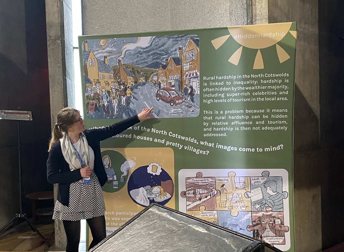 ⁦@SJ_Denning⁩ talking about her British Academy funded ⁦@CTPSR_Coventry⁩ research into #HiddenHardship illustrated in this powerful exhibition at Coventry Cathedral.
