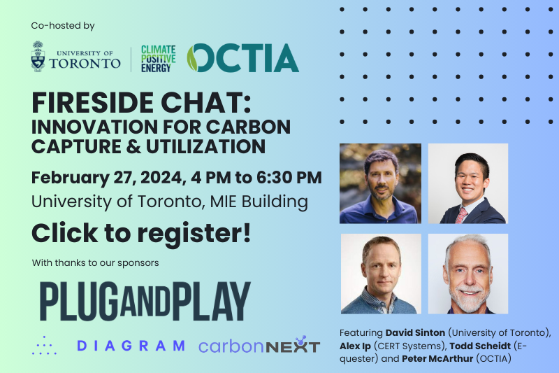 Feb 27: Join @UofT_CPE and @ONCleanTech for an event celebrating #innovation in #carboncapture and utilization 🌿 Exclusive tour of @UofT's Sinton Lab, panel with experts, and a networking reception Get tickets ➡️ cpe.utoronto.ca/event/fireside… #CleanTech @uoftmie @UofTEngineering