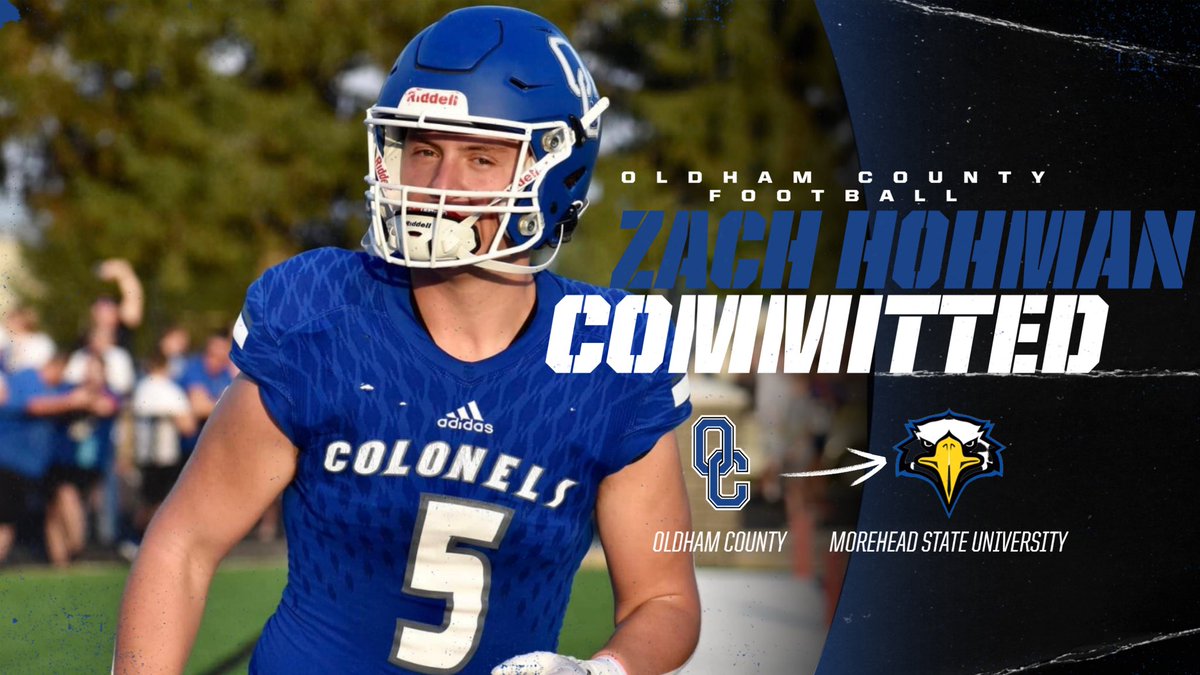 Zach Hohman (@zach_hohman) on Twitter photo Excited to announce my commitment to play football at the next level at Morehead State University!! Thank you <a href="/CoachWoodmanMSU/">Jason Woodman</a> and <a href="/CoachEverhart/">Travis Everhart</a> for the opportunity!! Go Eagles!!
<a href="/MSUEaglesFB/">Morehead State Football</a> <a href="/CoachLittle51/">Sean Little</a> <a href="/OldhamFootball/">Oldham County Football</a> <a href="/OCBoosters/">OCHSAthleticBoosters</a> <a href="/OCColonelNation/">OCColonelNation</a> Excited to announce my commitment to play football at the next level at Morehead State University!! Thank you <a href="/CoachWoodmanMSU/">Jason Woodman</a> and <a href="/CoachEverhart/">Travis Everhart</a> for the opportunity!! Go Eagles!!
<a href="/MSUEaglesFB/">Morehead State Football</a> <a href="/CoachLittle51/">Sean Little</a> <a href="/OldhamFootball/">Oldham County Football</a> <a href="/OCBoosters/">OCHSAthleticBoosters</a> <a href="/OCColonelNation/">OCColonelNation</a>