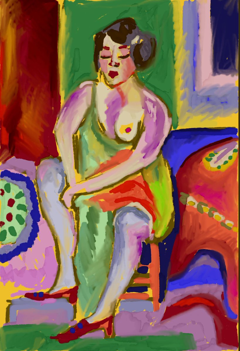 jennyeclair's tweet photo. I might be anatomically incorrect but I’m a great night out #ipadart #30minmax #notmatisse? #foundherontheinternet #fauvism https://t.co/VPaY5u6pM7