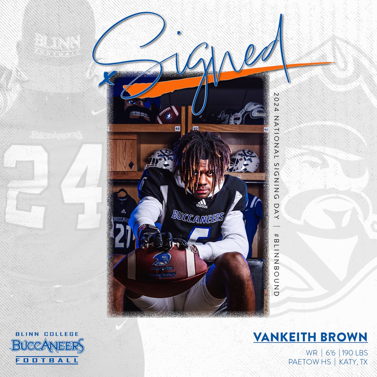 It's National Signing Day 2024! Please help us welcome our newest Blinn College Buccaneer football player, VanKeith Brown