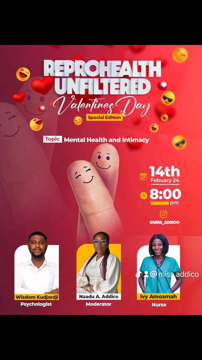 addico_naadu's tweet photo. "Nurturing mental health nurtures intimacy. 💕 Let's break down barriers and embrace vulnerability together. #MentalHealth #Intimacy #Relationships" 

Make a date with us, This Valentines Day. 8:00 pm GMT on IG @@miss_addico. God bless you exceedingly 😍💗 https://t.co/M63JUAPvBG