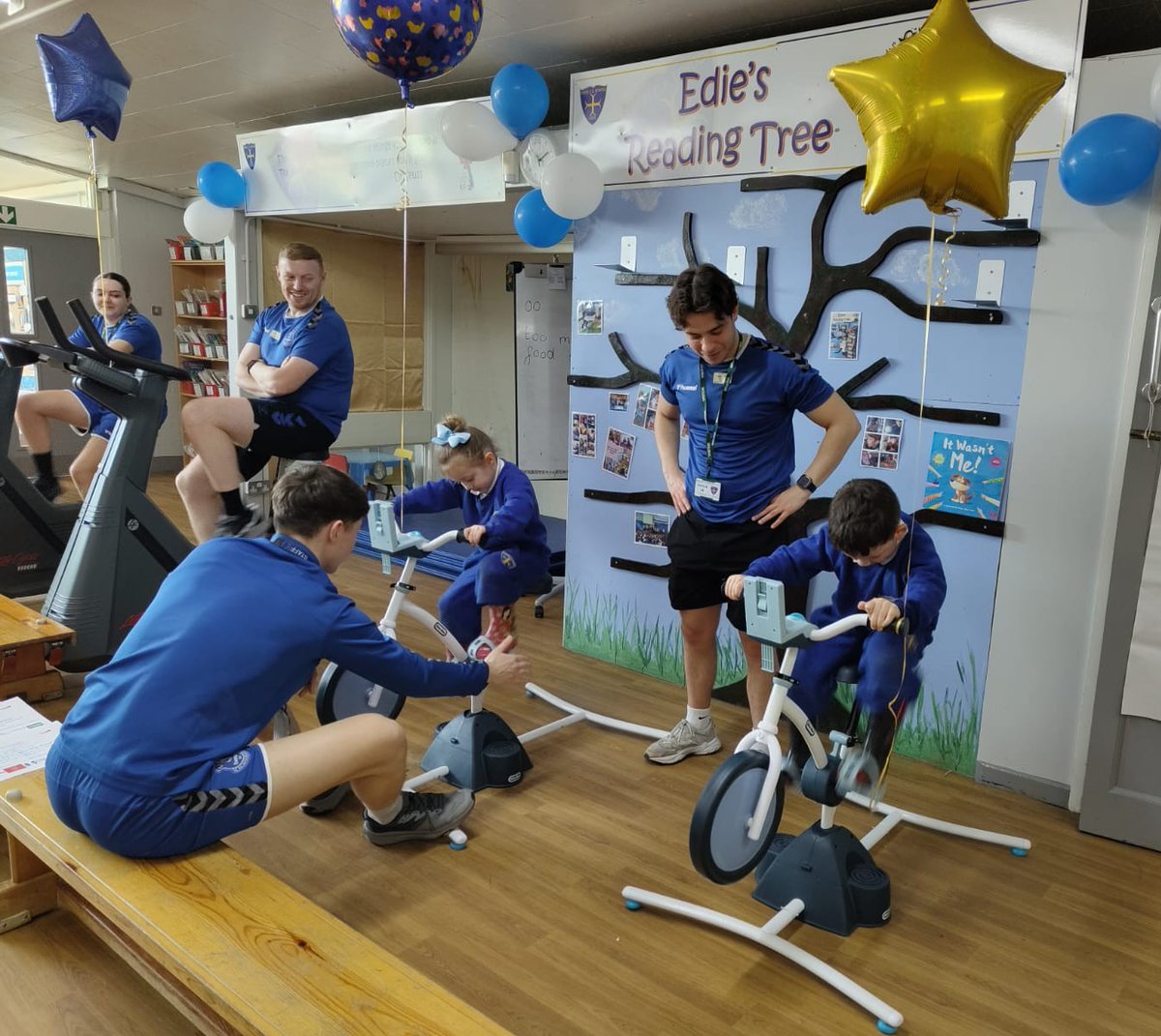 🚴🚲🚴🚲🚴🚲🚴🚲🚴🚲🚴🚲🚴🚲🚴 Cycling certainly makes worries disappear ... so a massive 'Thank You' 🫶 to our supportive friends from Everton @TacklingBlues @EITC and Josh from @Kirkby_TC who helped pedal the miles away today. 👏👏 #childrensmentalhealthweek @Place2Be 🚲🚴