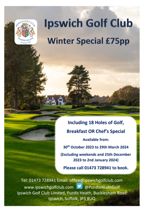 Looking for quality golf this winter in Suffolk? Then check out the Winter Special from @PurdisHeathGolf