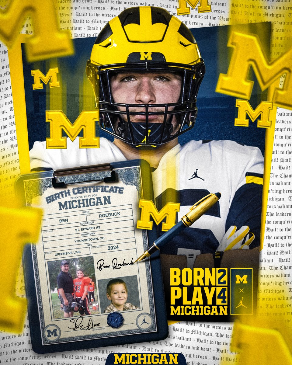 New Blue 〽️ Welcome home, @Benroebuck75! #Born2Play4Michigan | mgoblue.com/signingday