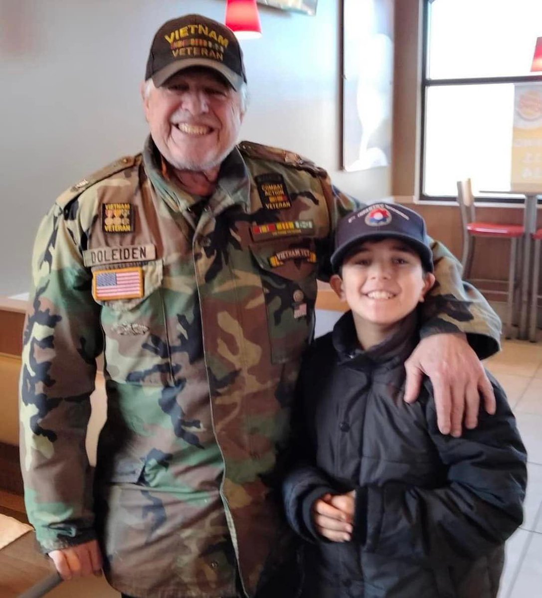 “My son saw a Vietnam Veteran at Burger King and went up to him and thanked him for his service and sacrifice while wearing his uncle's 9th infintry cap. (His great uncle was KIA 19 June 1967).”
- Joey Messina 
#veterans #HonorThem