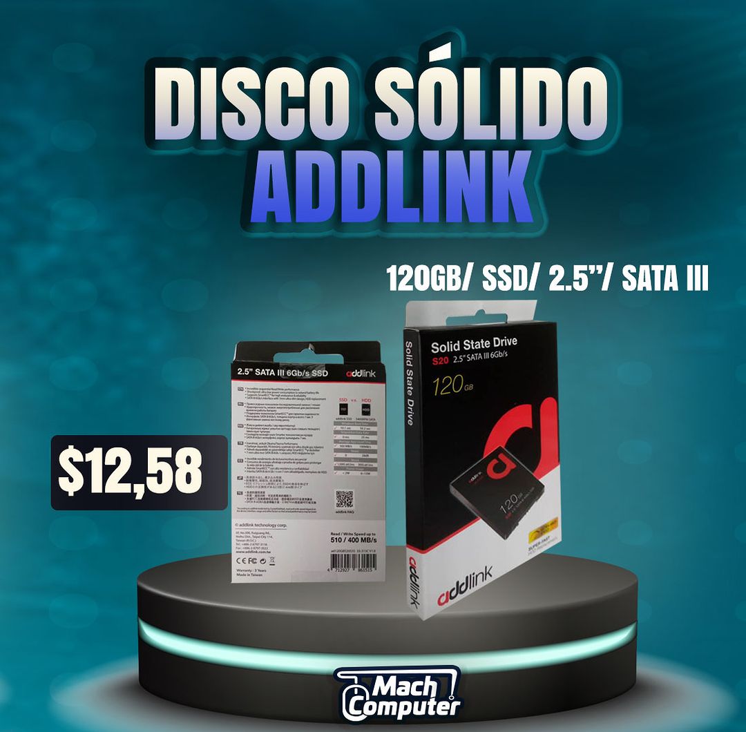 machcomputer's tweet photo. ¿Buscas una solución de almacenamiento rápida y confiable?🤔Tenemos los discos duros sólidos  SSD DAHUA C800 o ADDLINK 120GB. Adquiérelos cuanto antes y disfruta de tecnología de calidad. ¡Te esperamos! Recuerda que somos tu mayorista de computación y proveedor de confianza. 🖥 https://t.co/AbXbDMTrip