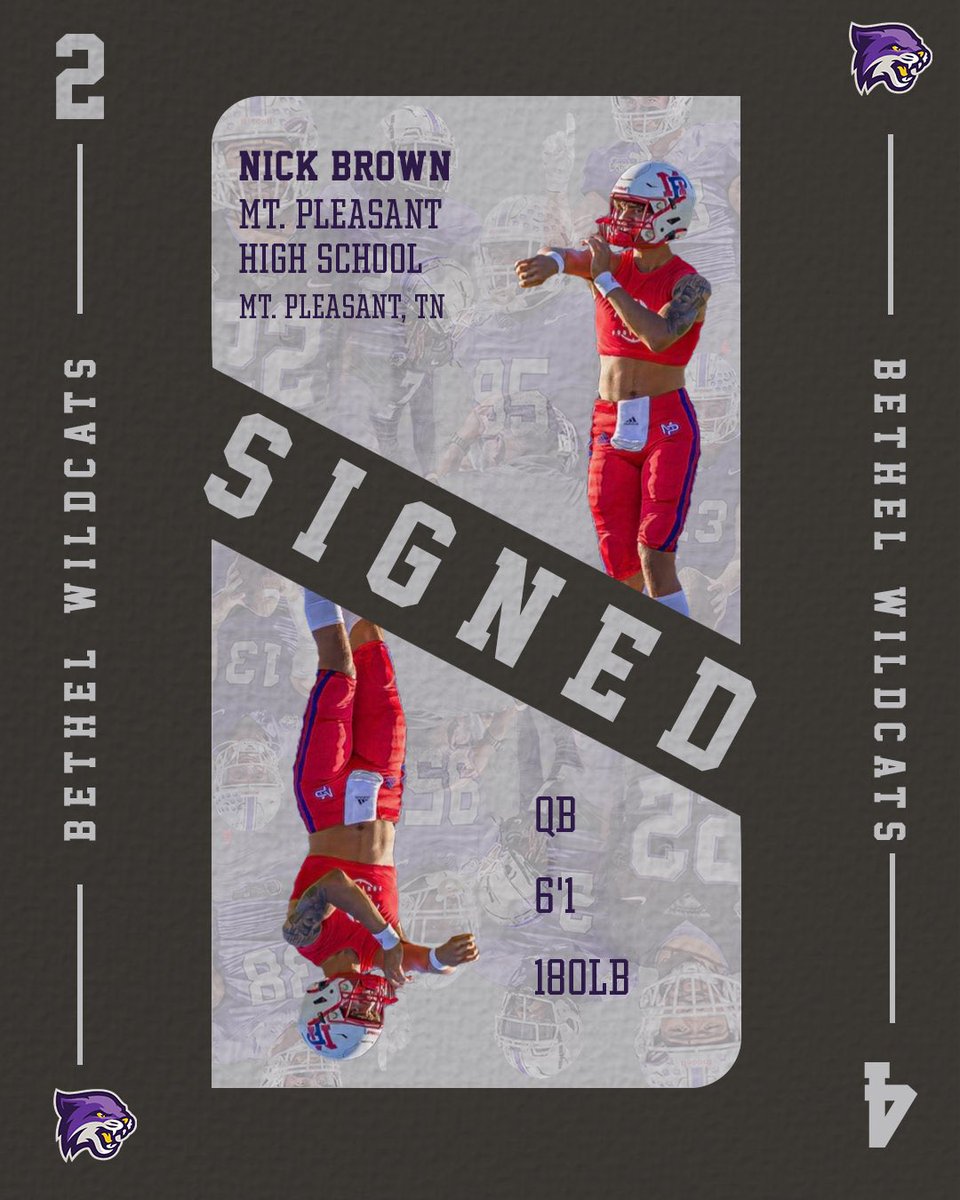 Welcome to the Wildcats! 
🔐- Nick Brown ( @nickbrown_1) 
🏦- Mt. Pleasant High School 
📍- Mt. Pleasant, TN
📷- Quarterback
#OneHeartbeat| #ChasingGreatness| #NSD24