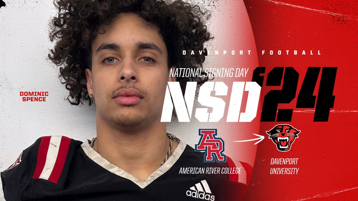 DUAthletics's tweet image. Football Signing

Congratulations to Dominic Spence on his commitment to join the football team at Davenport University! Spence comes to Grand Rapids from American River College in North Highlands, California!

#DUWork