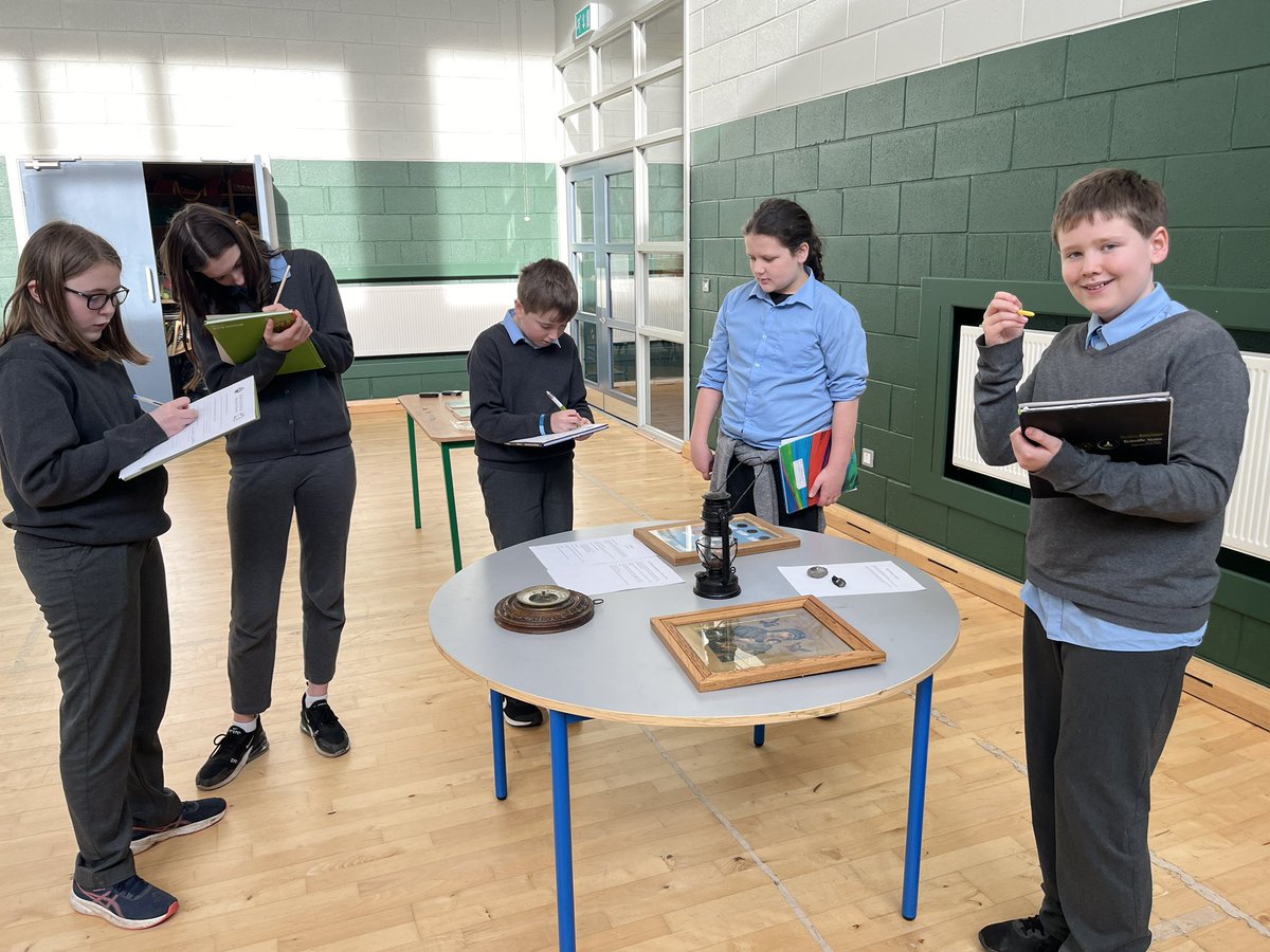 6th Class had an enjoyable lesson last week relating to historical artefacts. Each pupil brought in a historical artefact from home and we created a Classroom Museum. We had really interesting artefacts such as a WW1 soldier’s helmet, a tank shell, a barometer and old coins!